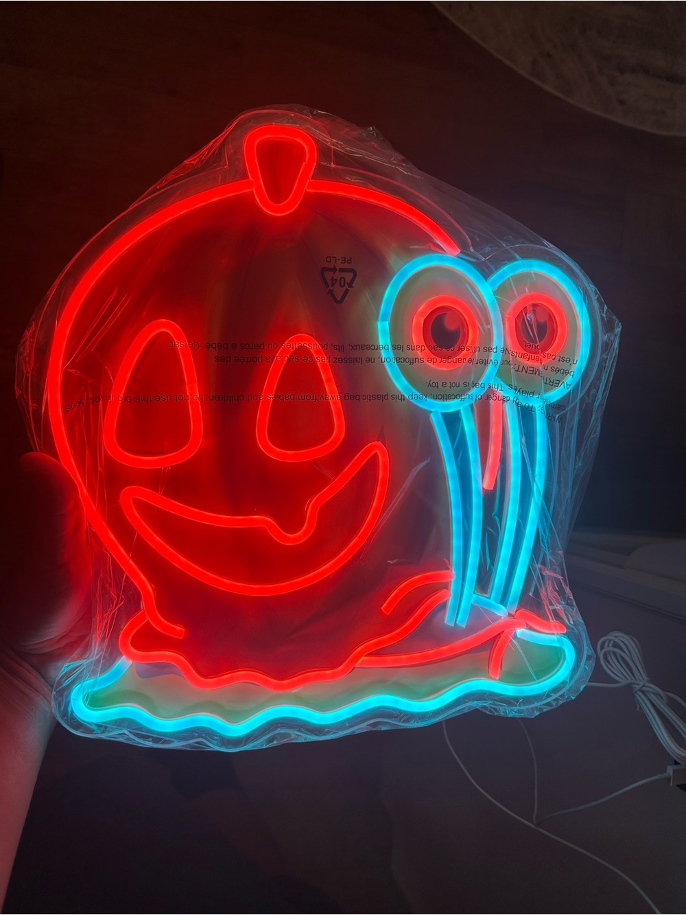 SpongeBob SquarePants Gary Pumpkin Neon Sign - Orange & Blue